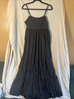 NIC+ZOE Black Spaghetti-Strap Pleated Maxi Dress